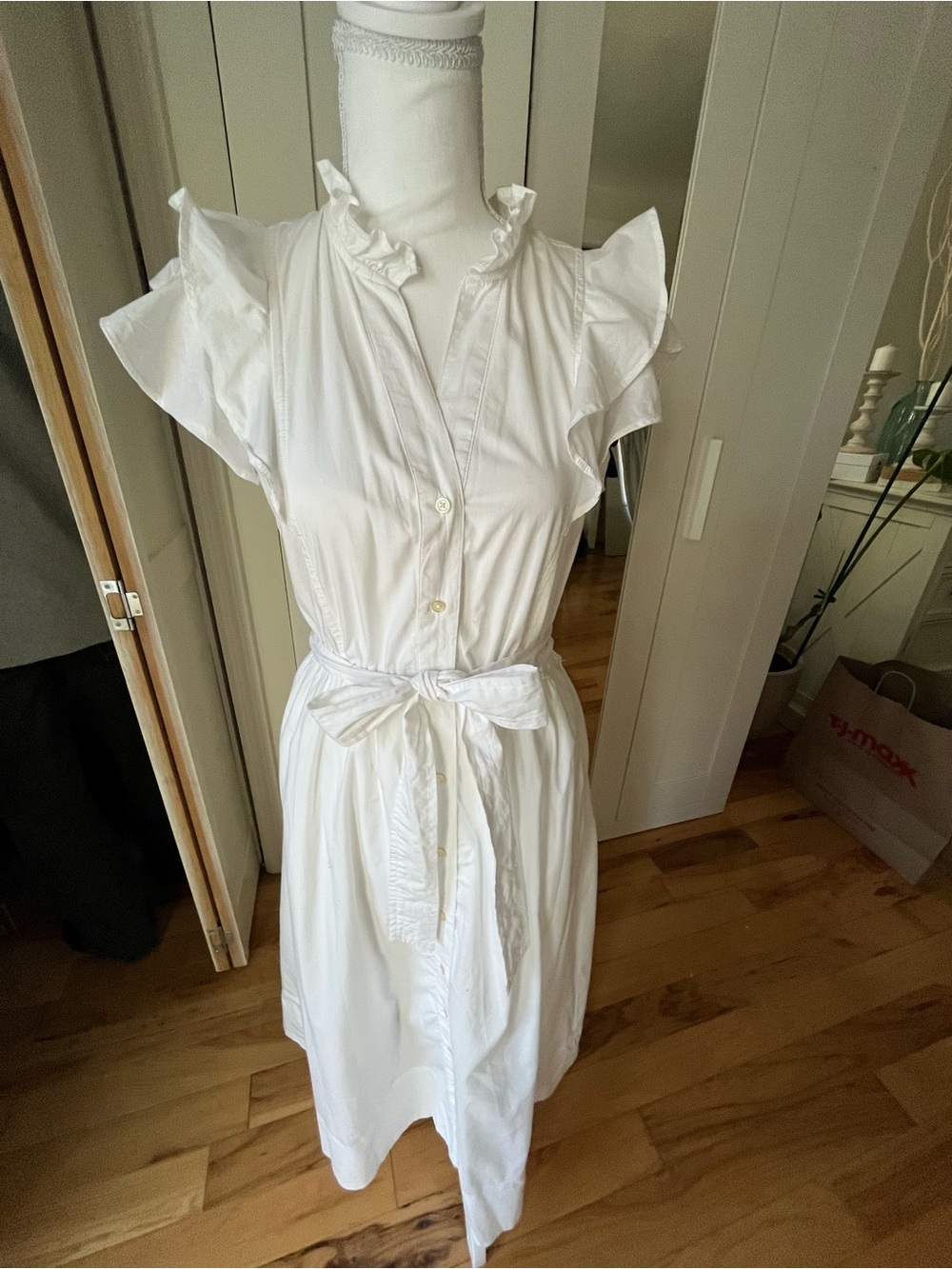 Free Assembly Women's Ruffle Cotton Midi Shirtdress
